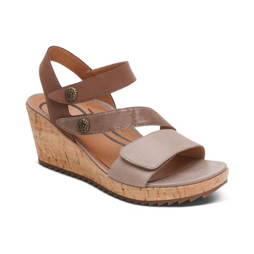 Aetrex Madelyn Wedge Women's Sandal - Taupe Multi