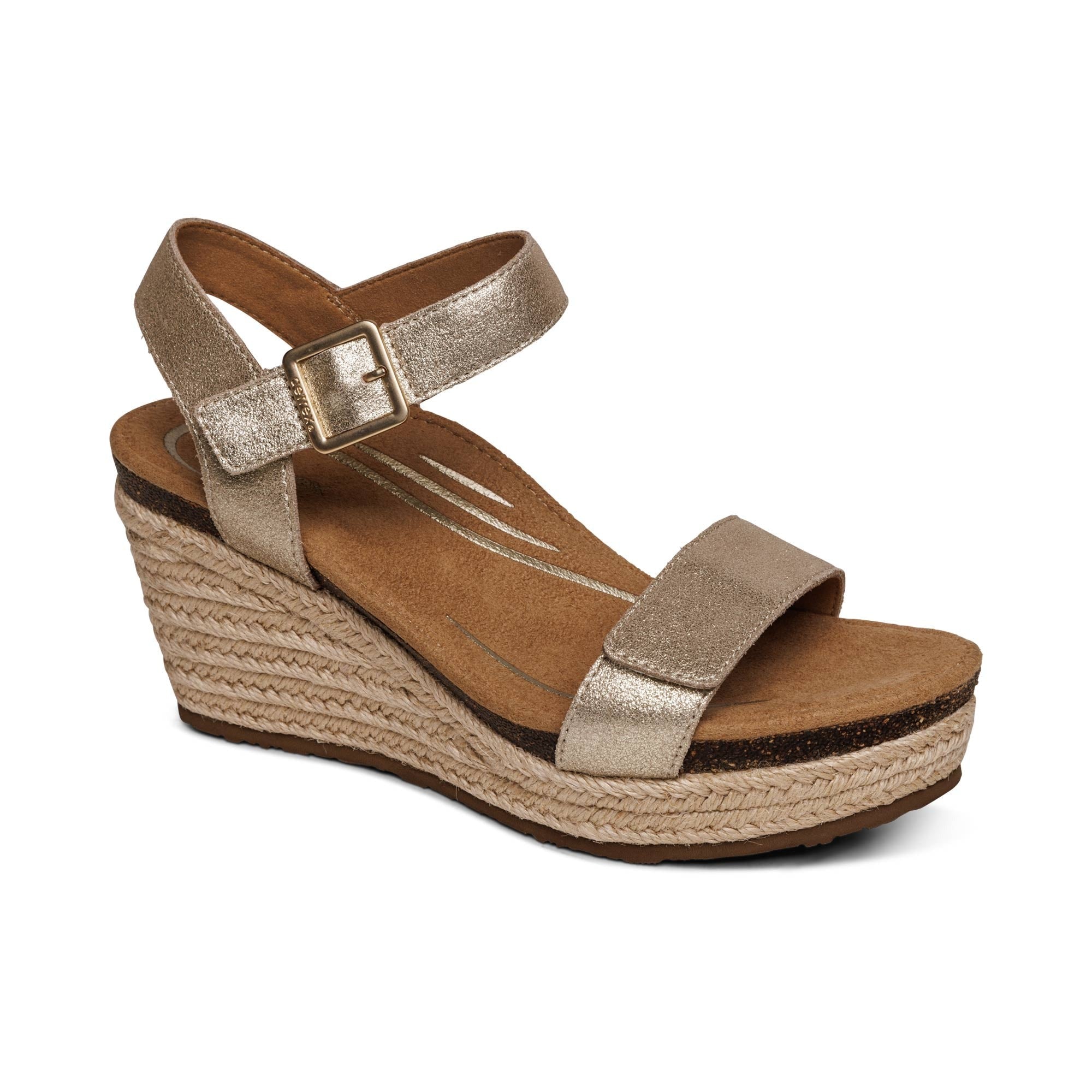 Aetrex Sydney QTR Wedge Women's Sandal - Champagne