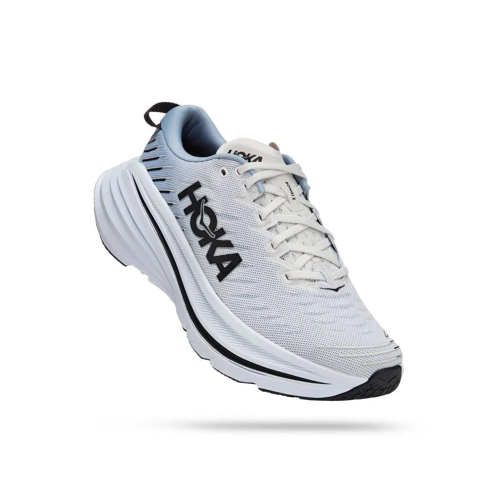 Hoka Bondi X Men's Running Shoe - Blanc De Blanc/Blue Fog