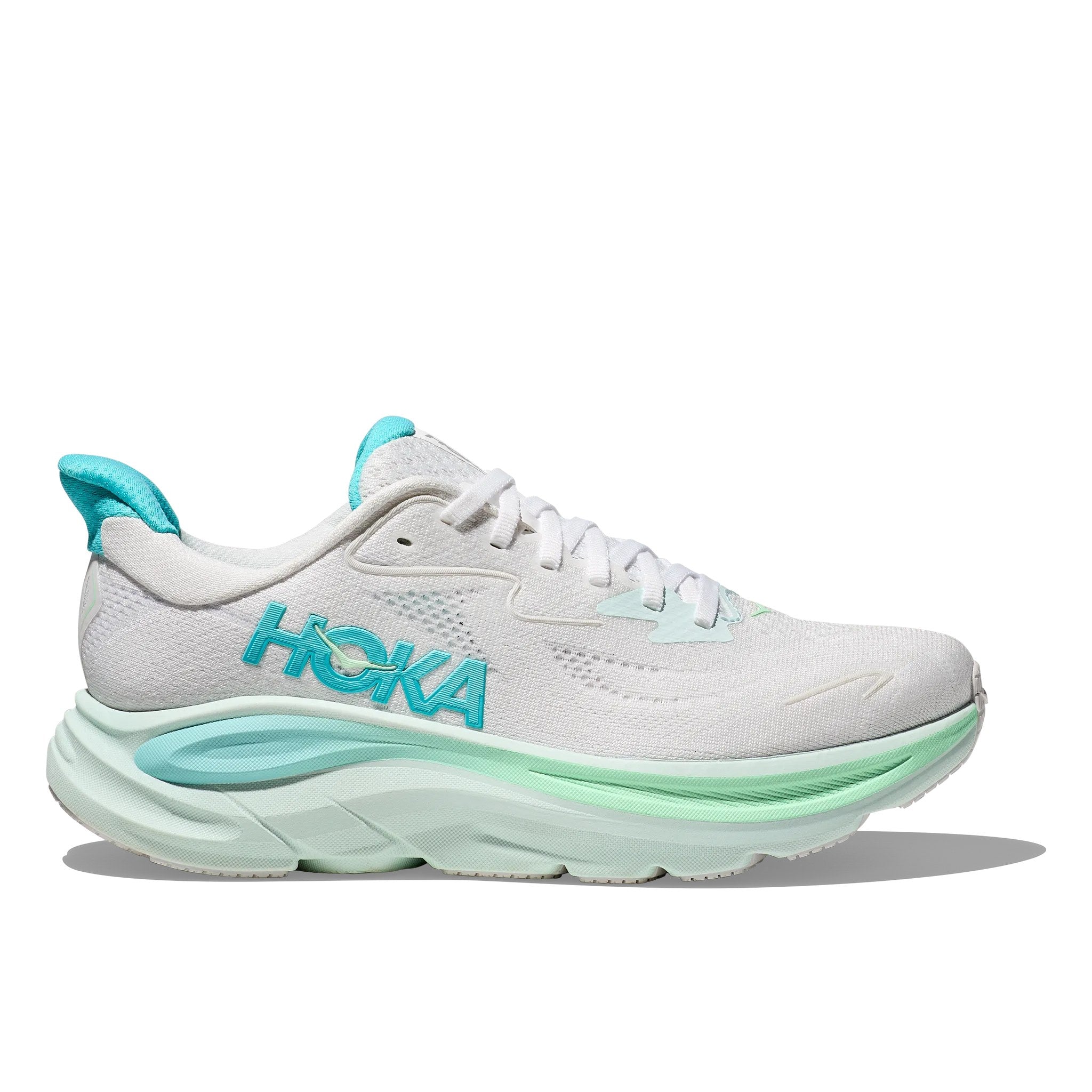Hoka Clifton 10 Women's (Wide) Running Shoe - White / Cielo Blue