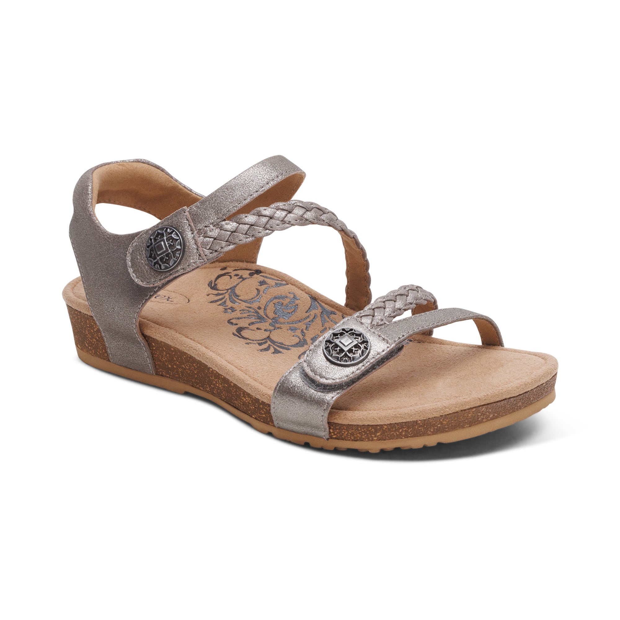 Aetrex Jillian women's sandal in Brushed Silver