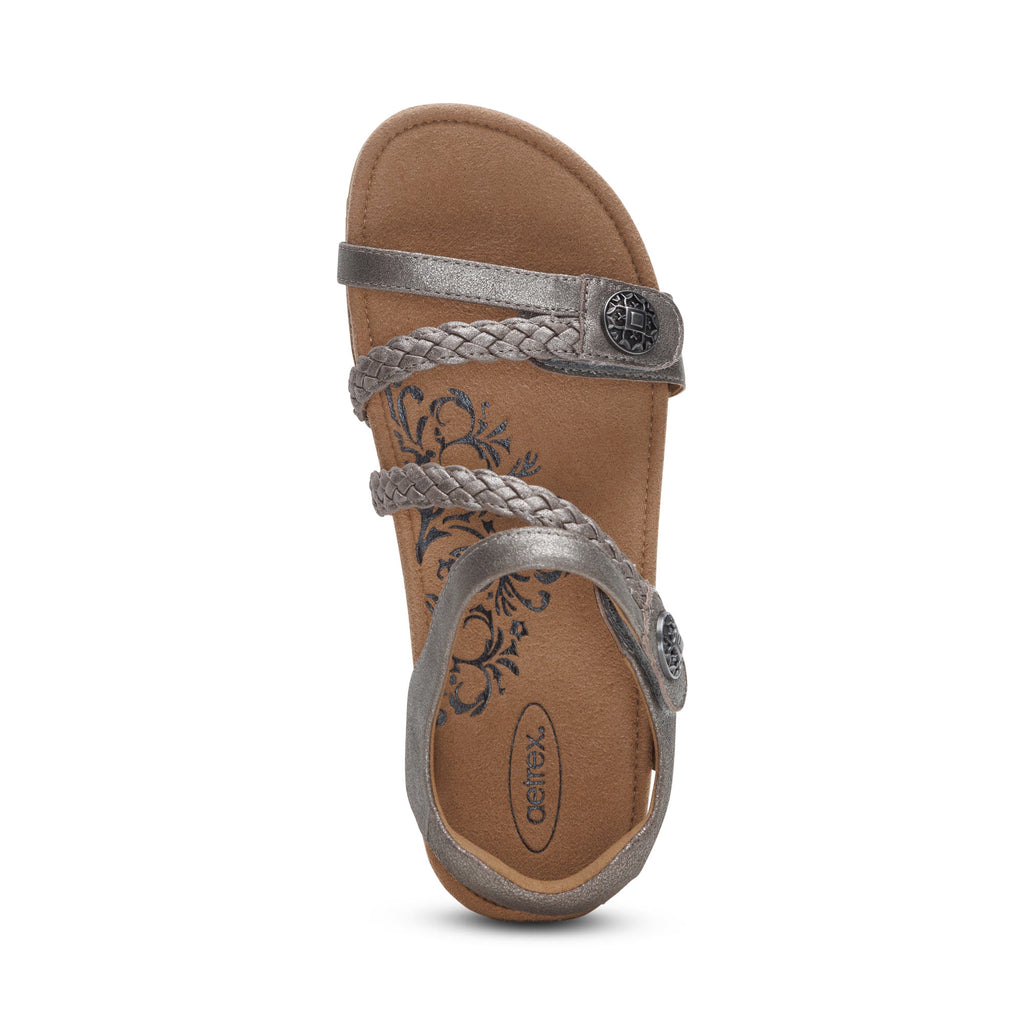 Aetrex Jillian women's sandal in Brushed Silver