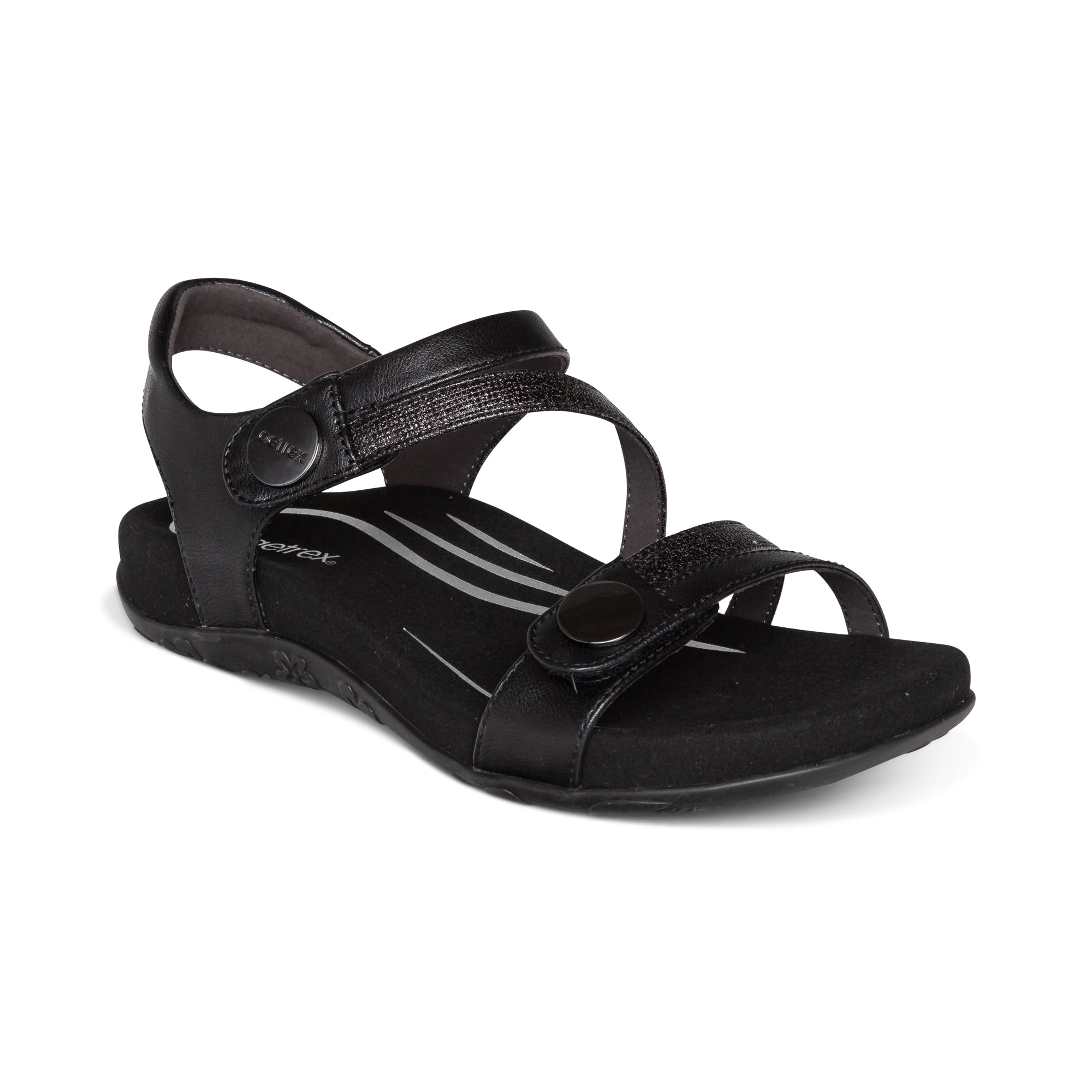 Aetrex Jess Adjustable women's sandal in Black