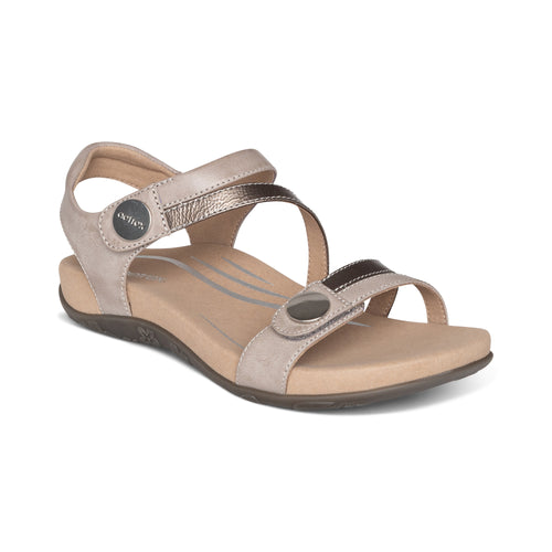 Aetrex Jess Adjustable women's sandal in Smoke