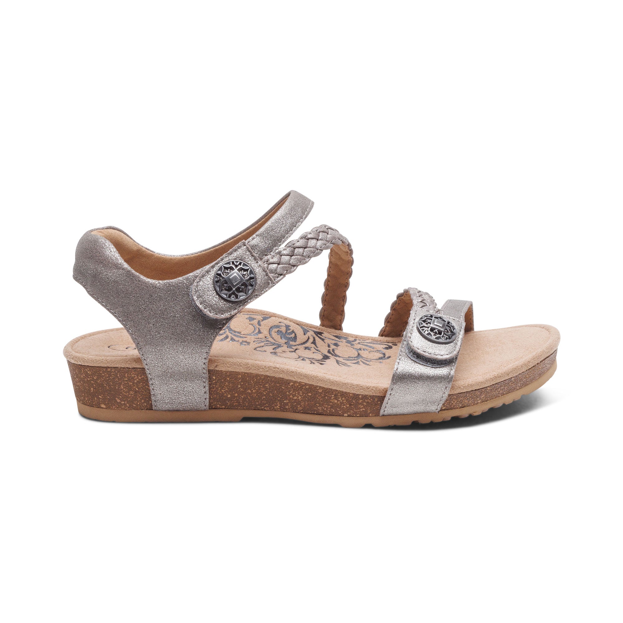Aetrex Jillian women's sandal in Brushed Silver