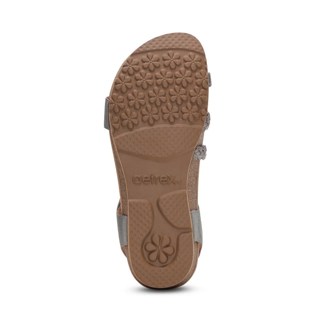 Aetrex Jillian women's sandal in Brushed Silver