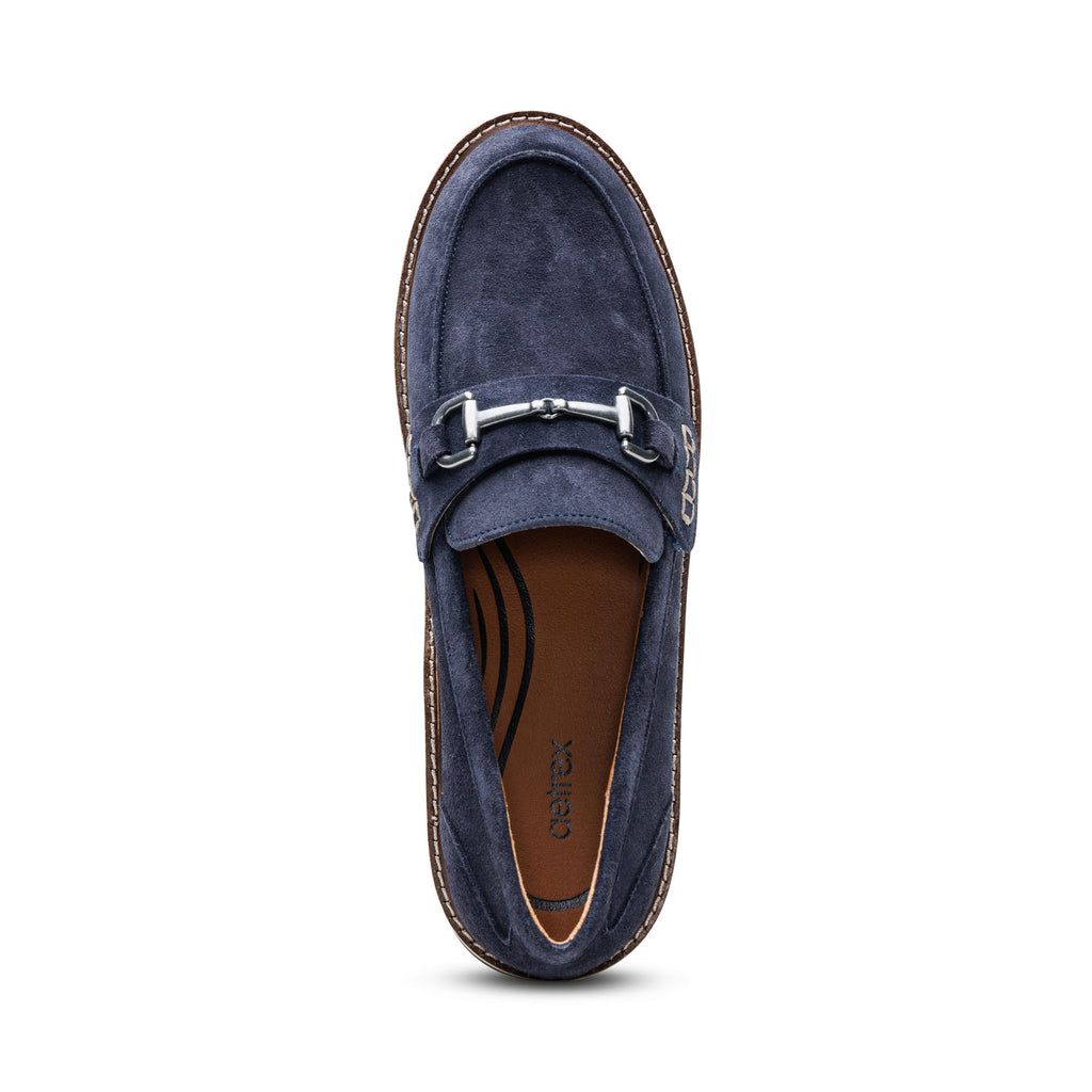 Aetrex Collette women's casual shoe in Navy Suede